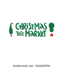 Christmas tree market and Grinch tree  Vector stock illustration isolated white background for template design Christmas sale  greeting card  invitation  EPS10