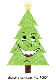 ilustración vectorial de mascota de árbol de navidad