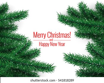 Christmas tree. Merry Christmas Background template greeting card. Vector illustration.