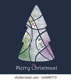 Christmas tree. Merry Christmas greeting card. Vector illustration 