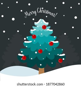 Christmas tree. Merry Christmas and happy new year greeting card. Vector Illustration