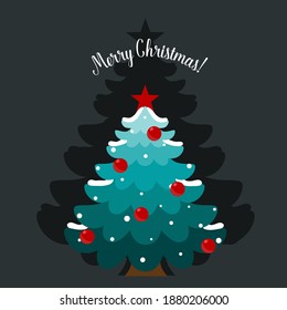 Christmas tree. Merry Christmas and happy new year greeting card. Vector Illustration