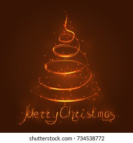 Christmas tree. Merry Christmas lettering design. Vector illustration