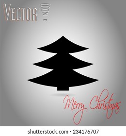 Christmas tree. Merry Christmas lettering. Flat design style. Made in vector illustration