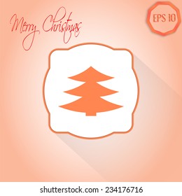 Christmas tree. Merry Christmas lettering. Flat design style. Made in vector illustration