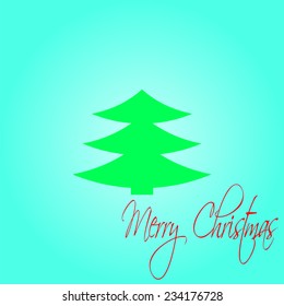 Christmas tree. Merry Christmas lettering. Flat design style. Made in vector illustration