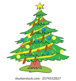 Christmas tree merry christmas vector cartoon Illustration