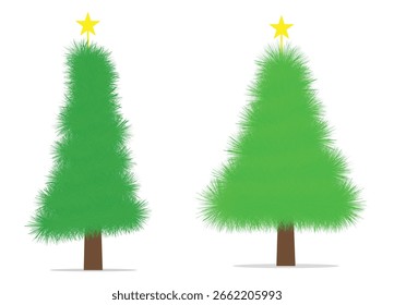 Árbol de Navidad. 聖誕樹. Navidades alegres. Ilustración vectorial sobre fondo blanco.