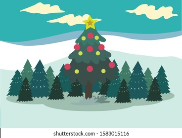 Christmas Tree in the middle forest