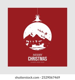 Christmas Tree Minimal Banner, Merry Christmas minimalism card, postcard, social media post template, Holidays vector card with Christmas tree and hand drawn 