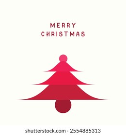 Christmas Tree Minimal Banner, Merry Christmas Minimal Poster Design Vector 