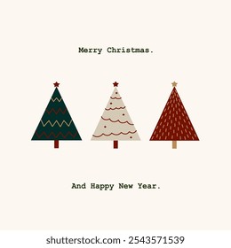 Christmas Tree Minimal Card Banner Design Illustration Set 02