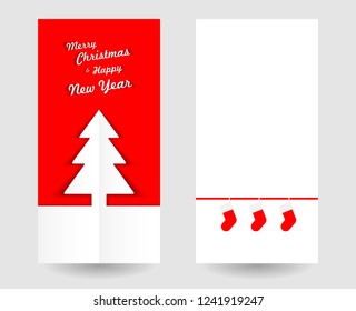 Christmas tree minimal red postcard
