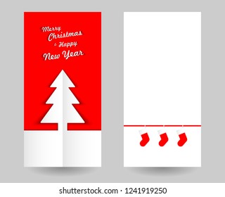 Christmas tree minimal red postcard