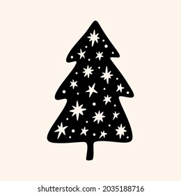 Weihnachtsbaum minimalistische Kunstdrucke. Schwarz-Weiß-Design.