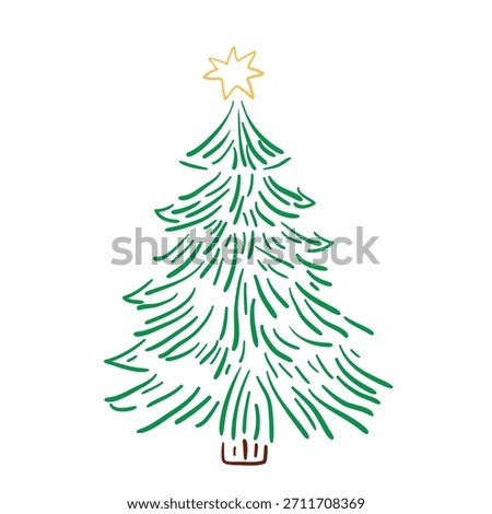 Christmas tree. Minimalist stylized vector illustration. 