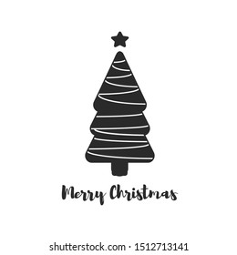 Christmas tree, modern flat design. Can be used for greeting card, invitation, banner, web design.
