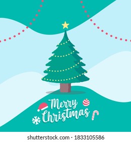 Christmas tree, modern flat design. Can be used for printed materials - leaflets, posters, business cards or for web. Symbol of Happy New Year, Merry Christmas holiday celebration. Vector illustration