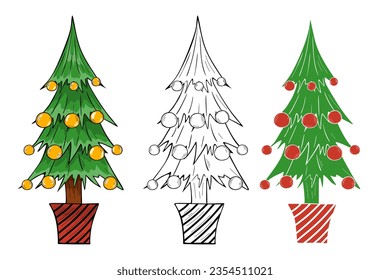 Christmas tree, modern flat design