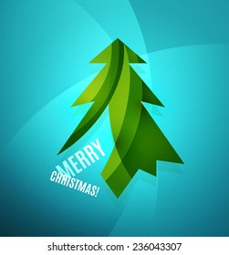 Christmas tree modern paper geometric design, simple icon