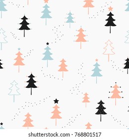 Christmas tree modern pattern over white. Vector illustration
