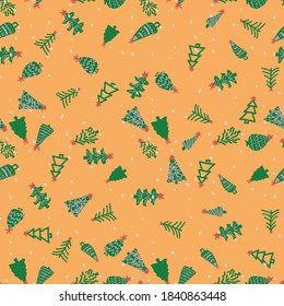 Christmas Tree Modern Stylish Seamless Pattern. Vector illustration. 