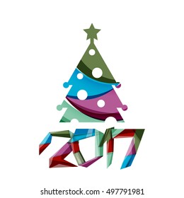 Árbol de Navidad, elementos de banderas de Año Nuevo con espacio blanco para texto