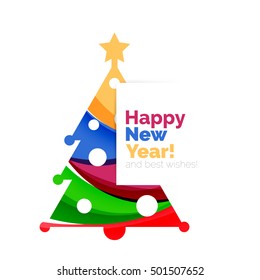 Weihnachtsbaum, Neujahrsbanner-Elemente mit weißem Leerzeichen für Text
