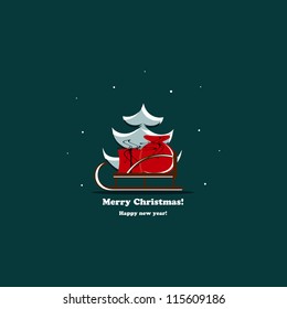 christmas tree new year card