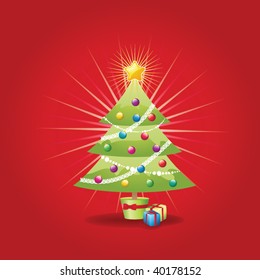 Christmas tree (New Year) card. vector