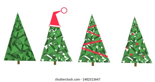 Christmas tree, New Year holiday, geometric elements.