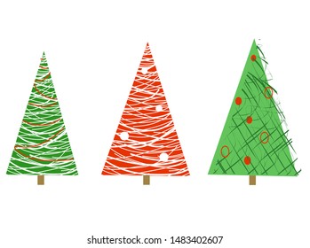 Christmas tree, New Year holiday, geometric elements.