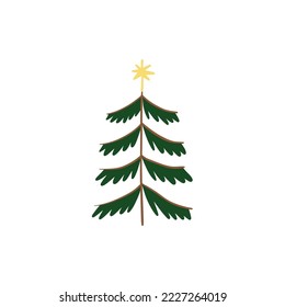 Christmas tree. New Year illustration. Vector icon.