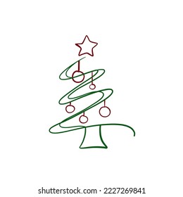 Christmas tree. New Year illustration. Vector icon.