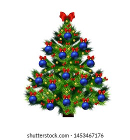 Christmas tree New year on white background