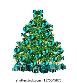 Christmas tree New year on white background