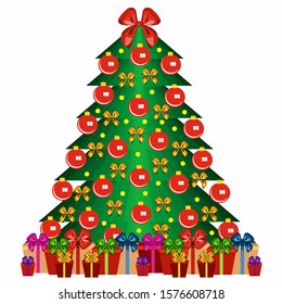 Christmas tree New year on white background