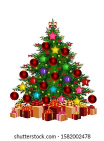 Christmas tree New year on white background