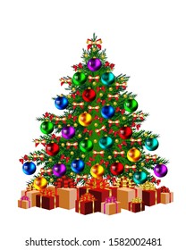 Christmas tree New year on white background