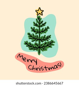 christmas tree new year postcard