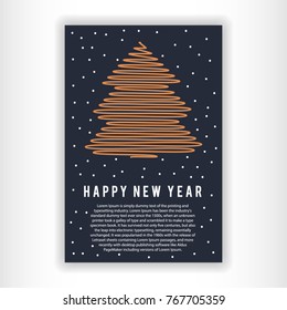 Christmas tree new year poster