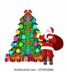 Christmas tree New year with Santa Claus