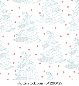 Christmas tree. Christmas and New Year. Winter background. Holiday seamless pattern.