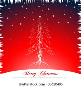 Christmas tree - Christmas and New Year's background, snowing.Vector illustration.