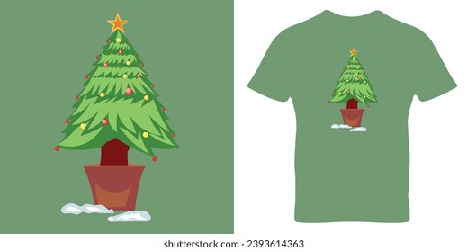 

A Christmas Tree is a nice decorated tree. Christmas Tree T-Shirt Vector Design, Nice Christmas cards. Vector illustration.
