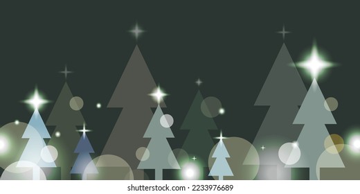 Christmas tree night light bokeh banner background