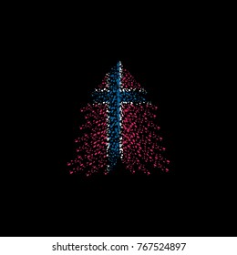 Christmas tree and Norway flag.Merry Christmas and Happy New Year