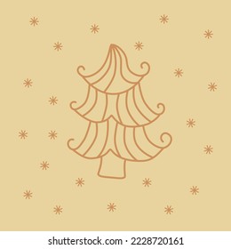 Weihnachtsbaum in Aktfarben. Set von Cartoon Weihnachtsbäumen, Kiefern für Postkarte, Einladung, Banner, Web. Neujahr und Weihnachten - traditioneller symbolischer Weihnachtsbaum