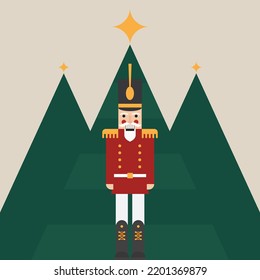 Christmas tree nutcracker greeting card