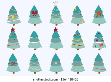 Christmas tree object collection.Vector illustration for icon,logo,sticker,printable.Editable element